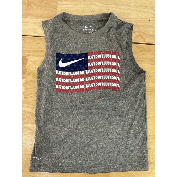 Nike Other - The‎ Nike Tee Dri Fit Boys Size L Gray Sleeveless Tank Top 'Just Do It'